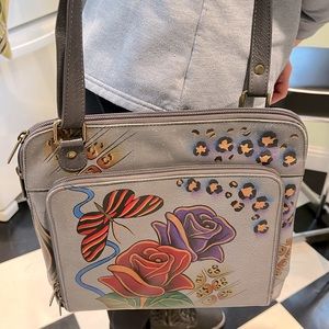 Anuschka hand painted leather crossbody bag